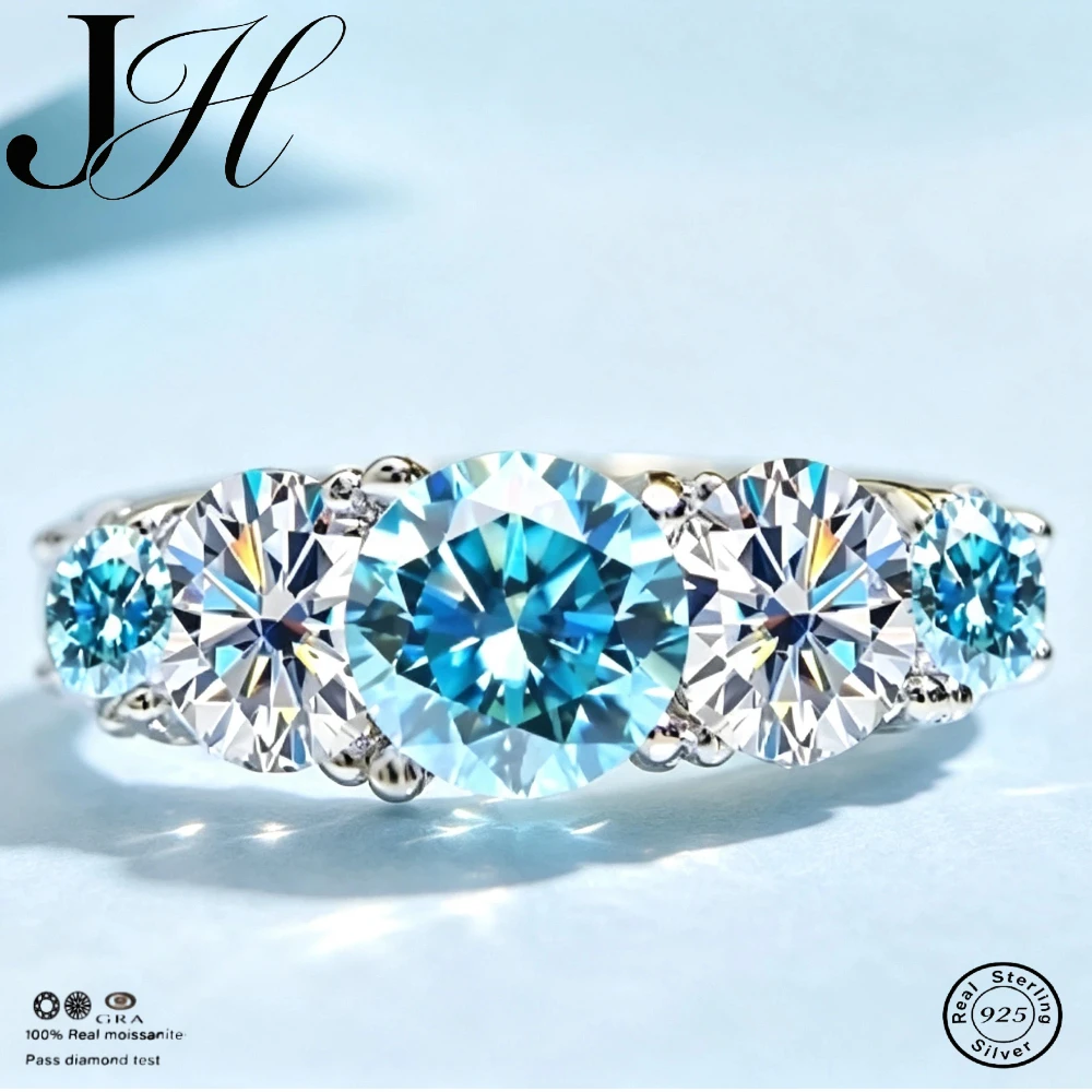 JOIAS HOME moissanite Silver 925, 3.6CT Women's Moselle Mine Ring 5 Sparkling Diamonds Wedding Ring S925 Pure Silver Jewelry