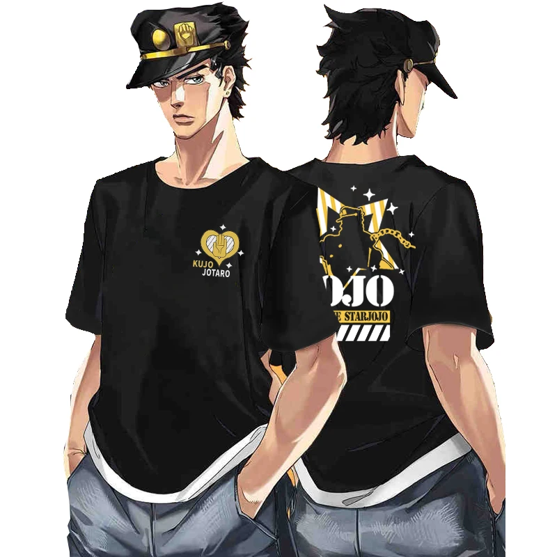 

JOJO Wonderful Adventure Chengtaro Jiliangji Shadow Peripheral Animation T-shirt anime Men's and Women's Round Neck Short Sleeve