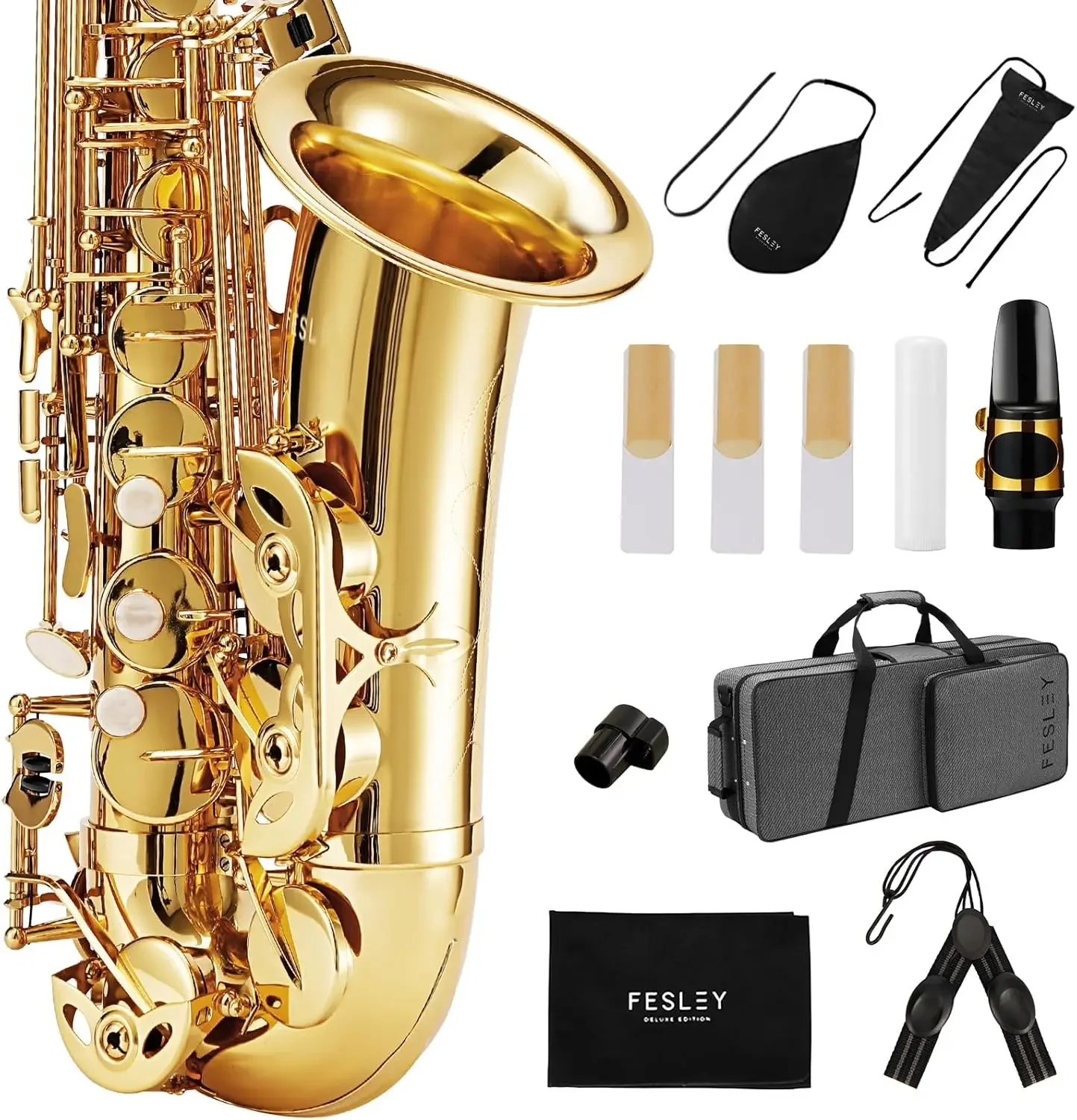 Saxophone E Flat Alto Saxophone: Saxofón Alto for Professional, Alto Sax for Beginners & Students, Saxophones with Reeds, Neck S