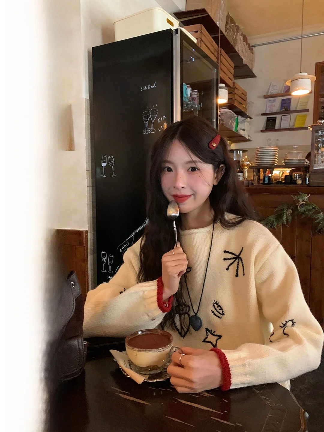 

Lu Vintage Embroidered Oversized Lazy Sle Casual Long Sve Women's Knitted Sweater Comfortable Breathable Winter Top