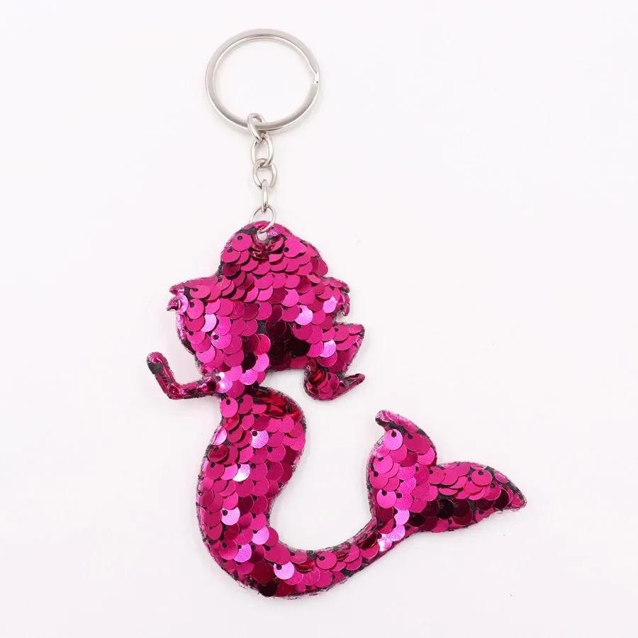 Sequin Mermaid Keychain Bag Car Charm Garment Accessories Green Key Ring Accessories Wedding Party Gifts Wholesale