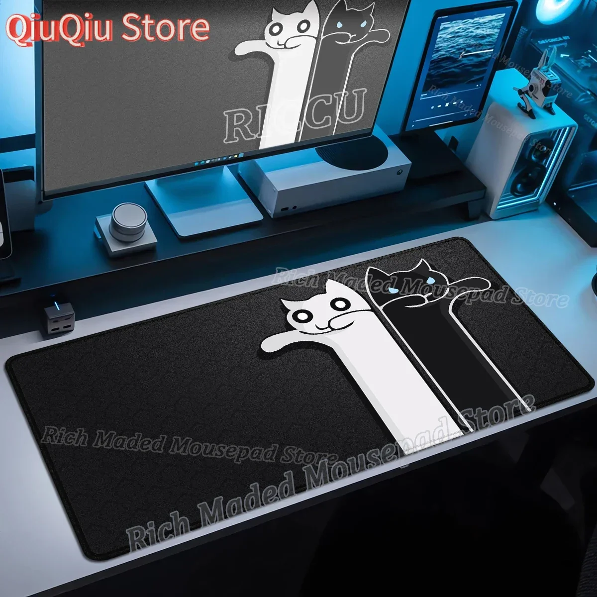 Anime Xxl Mauspad Gaming Zubehör Lustige Schwarz Weiß Katze Tastatur Mousepad Gamer Schreibtisch Matte Büro Pc Schrank Mäuse Pad Teppich