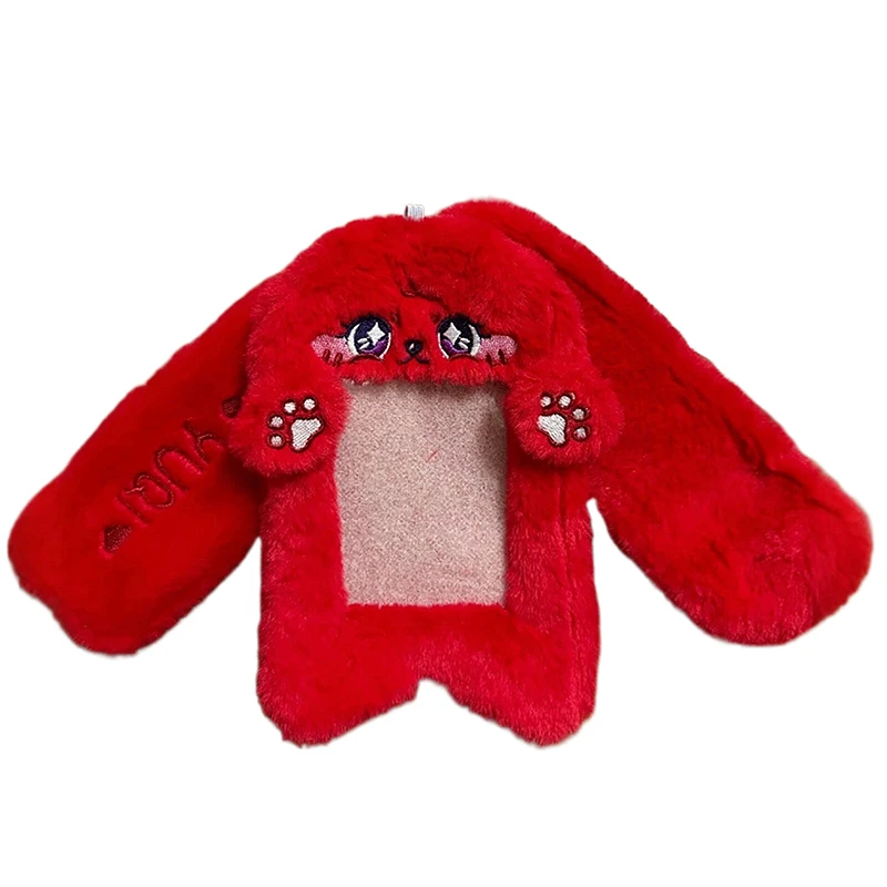 Милый красный кролик, плюшевый чехол для хранения карт, аниме-идол, фотокарта, дисплей, защитный чехол для фото