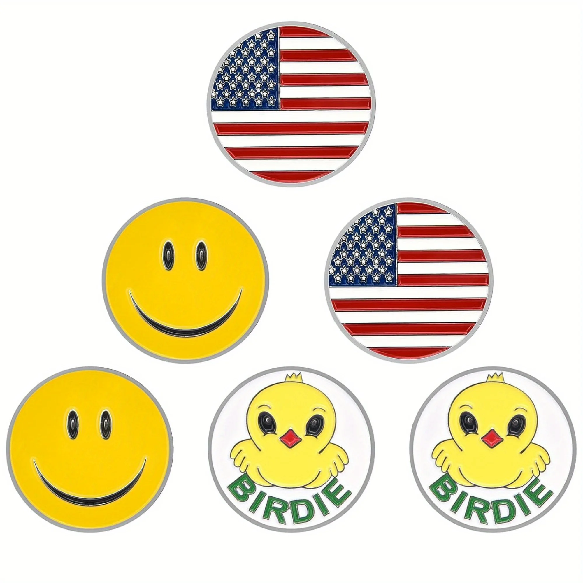 Golf Ball Markers Assorted Patterns Value Pack of 6 Golf Gifts Golf Cap Clips and Divot Repair Tools Parter Accessories Sets for