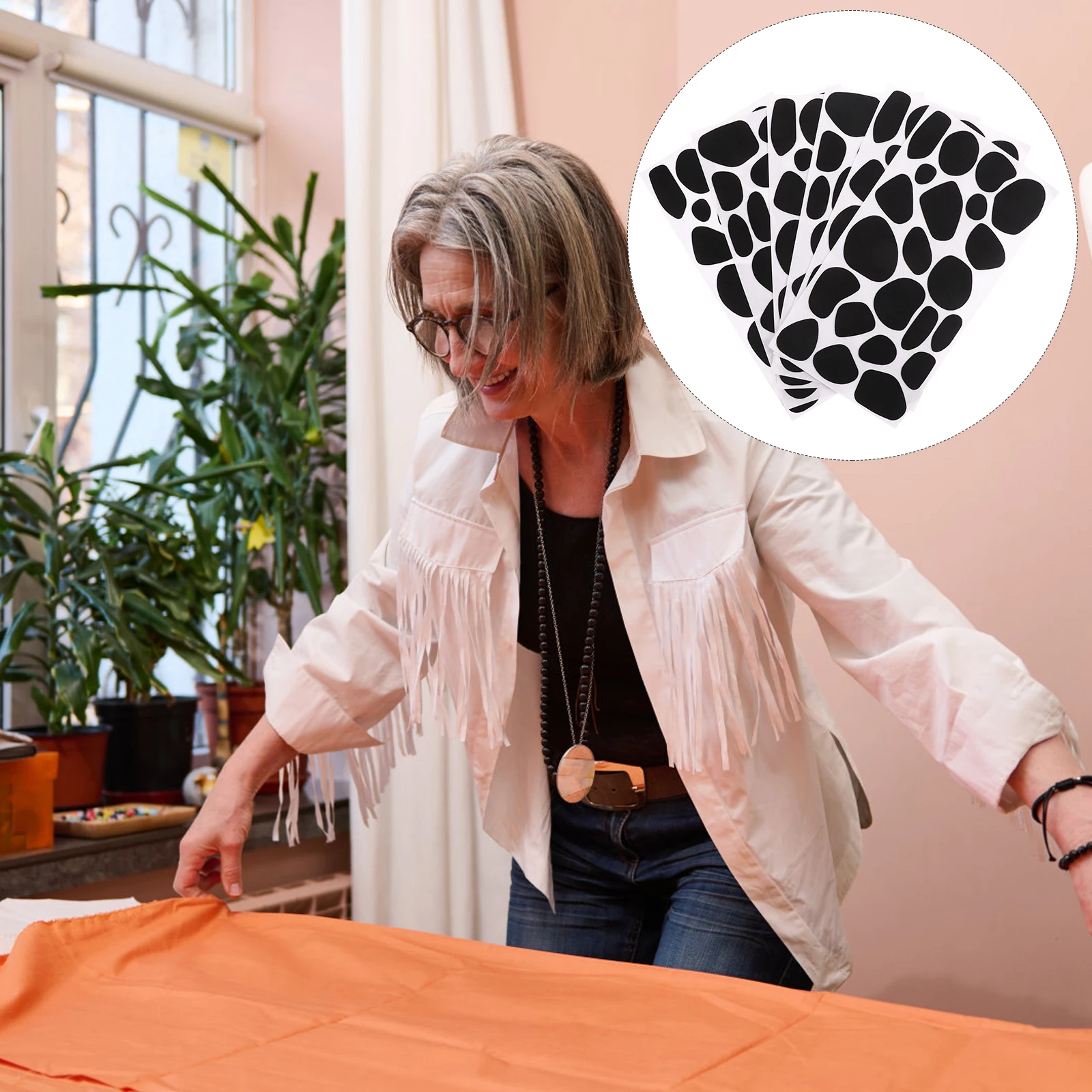 

Decorative Stickers 6 Sheets Black Cow Pattern Felt Circles For Diy Crafts Wall Clothing Decoration Handmade Material Felt