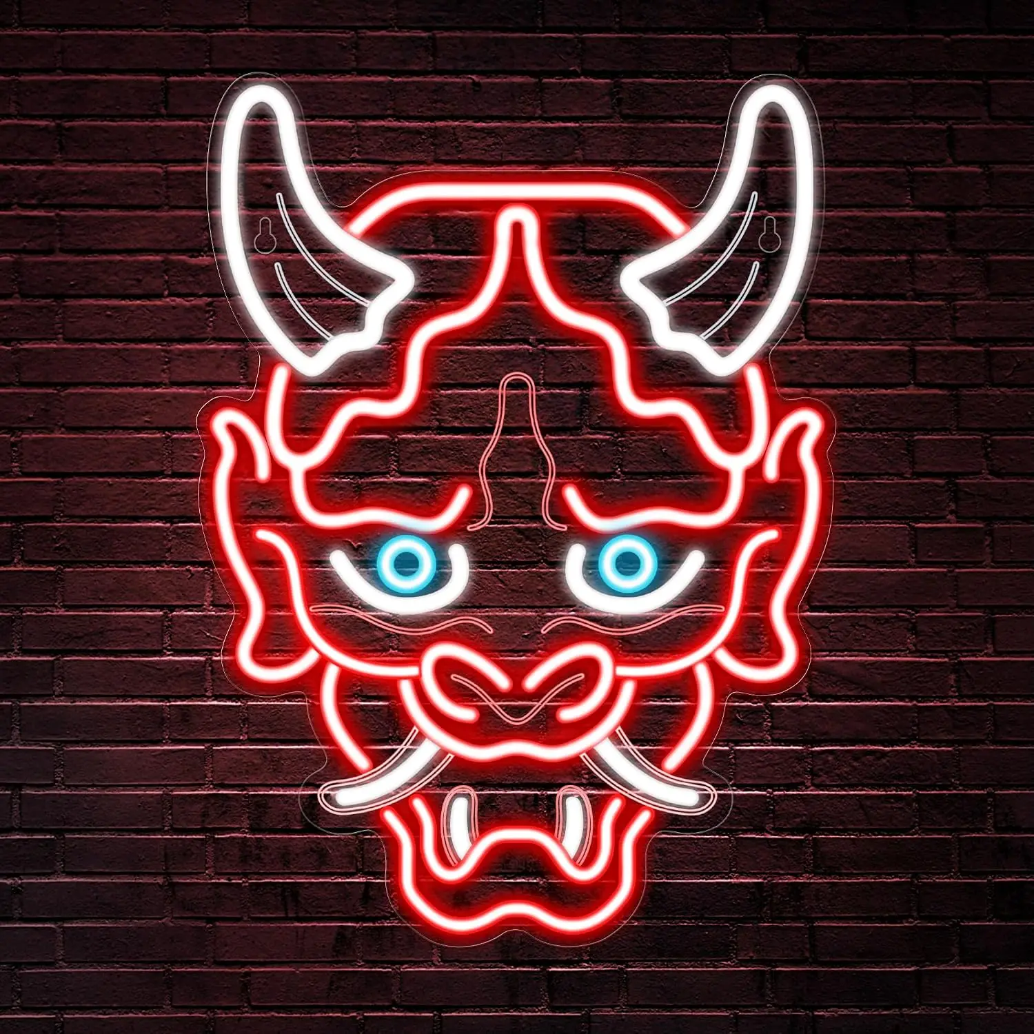 Japanese Style Demon Mask Neon Sign USB LED Light Bar Pub Game Room Bedroom Asian Traditional Themed Wall Art Decor Lamp Gift