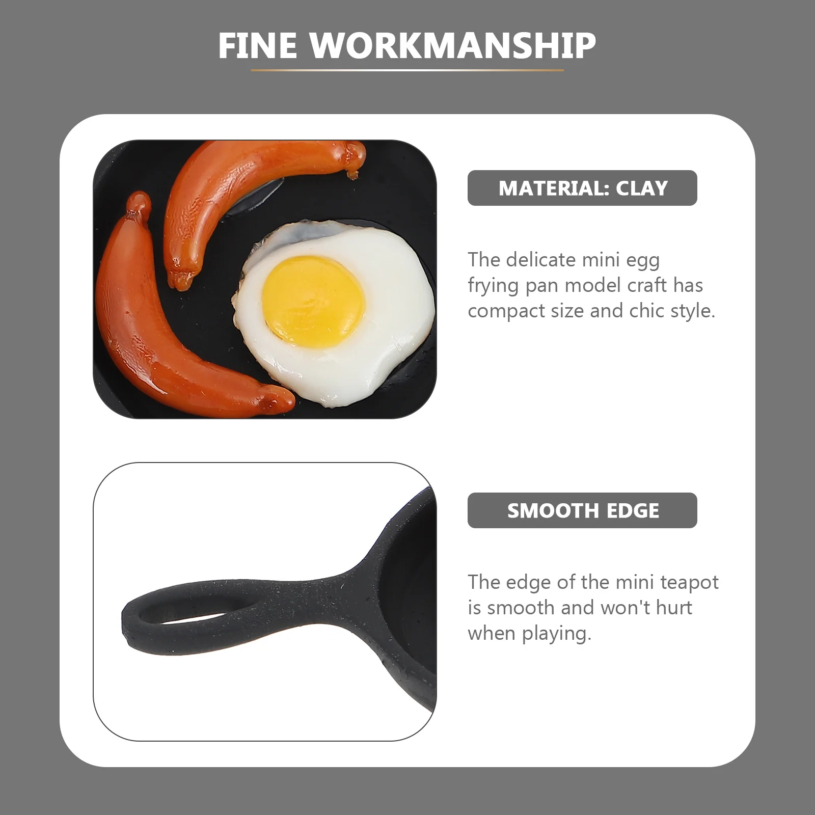 Mini padella in ferro simulato uovo pancetta cucina scena piccola decorazione domestica pentole in miniatura padella imitazione pentole