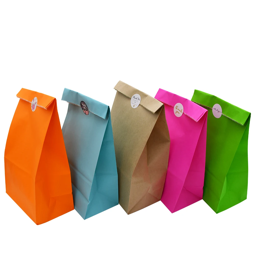 5pcs/lot Mini Kraft Paper Bags Stand Up Dot Bags Child Party Birthday Food Paper Kraft Seal Gift Packing Treat Bag Supplies