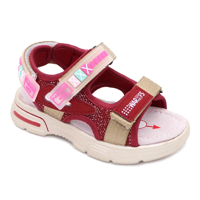 Girls Color Block Open Toe Sandals Hook & Loop Kids Summer Casual Outdoor Footwear