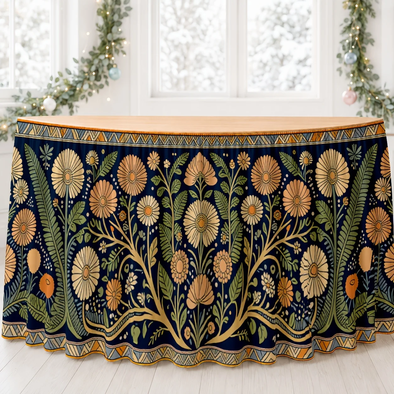 One-piece elegant vintage floral vine tablecloth cover, adorned with magnificent plant patterns