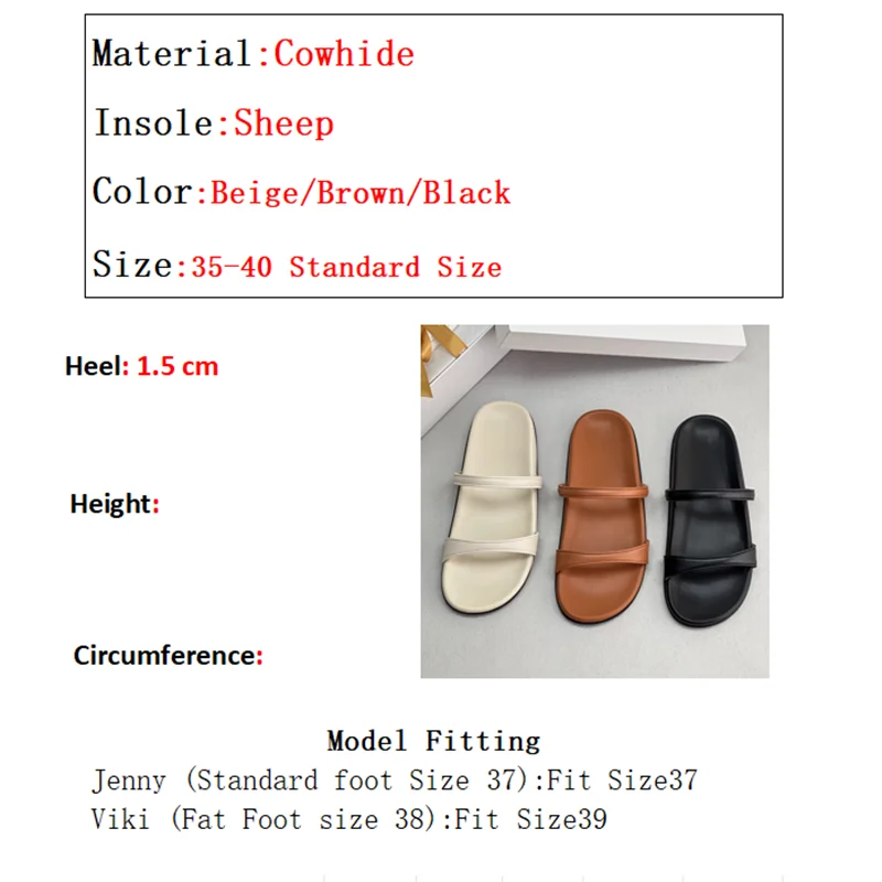 Withered French Fashion Genuine Leather Soft And Comfortable Flat Sandals Nordic Minimalist Solid Color Casual Slippers Women