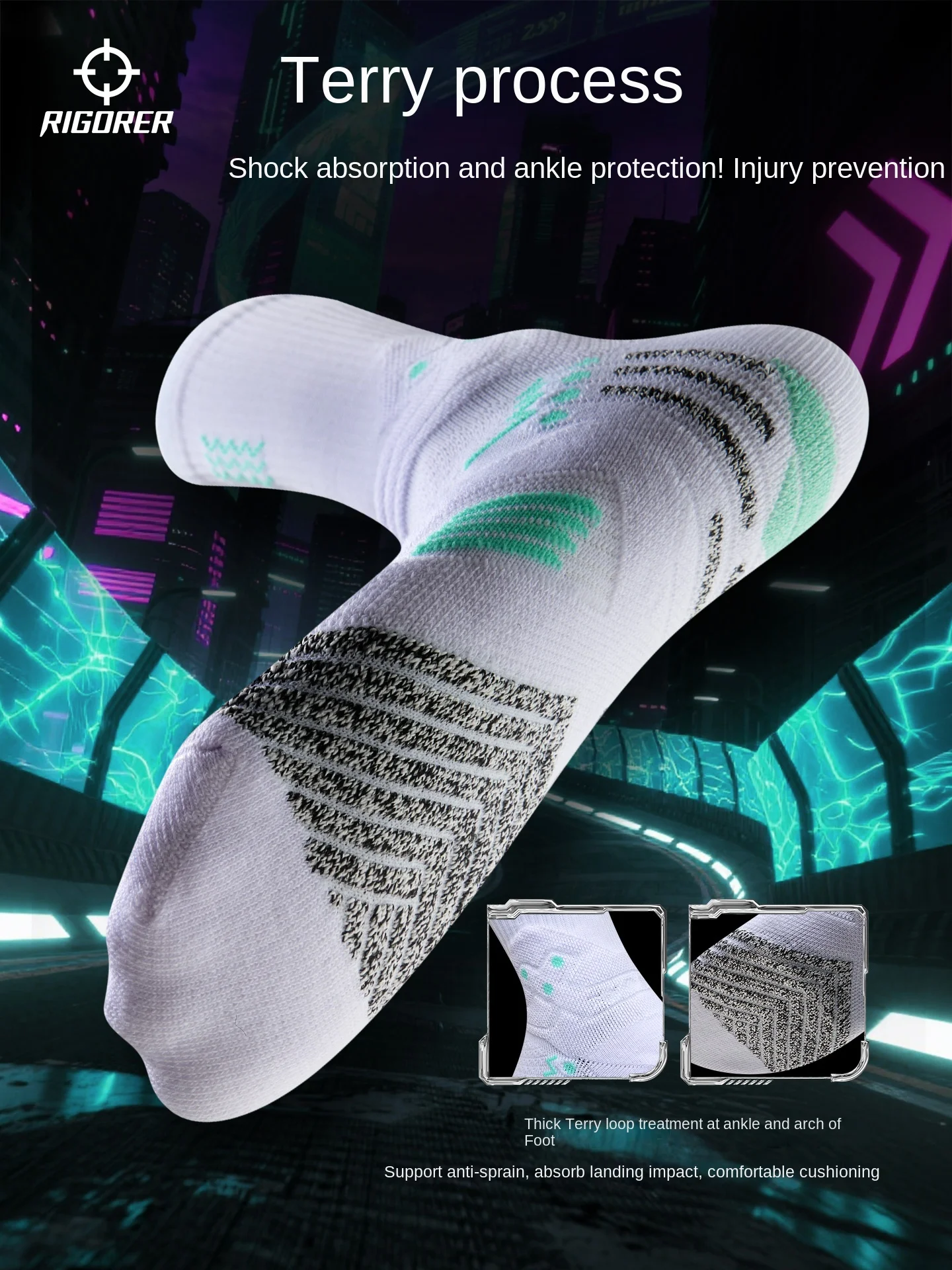 

RIGORER Racing Баскетбольные носки Актуальные боевые профессиональные полотенца с утолщенной нескользящей тренировочной подошвой Спортивные носки