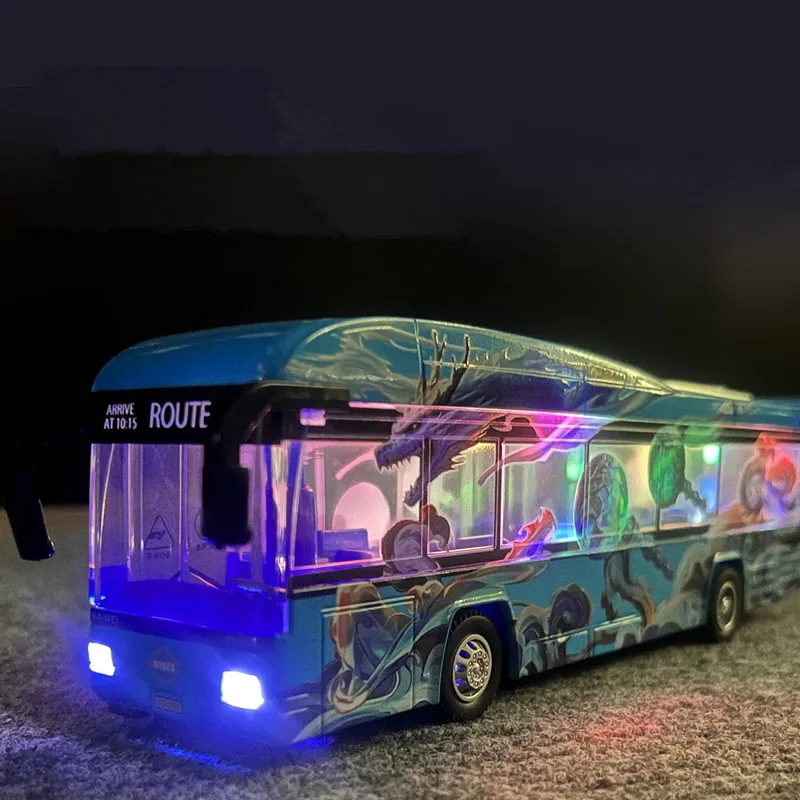 1:32 Alloy pull back bus model,simulated sound and light car toy,original packaging gift box,wholesale