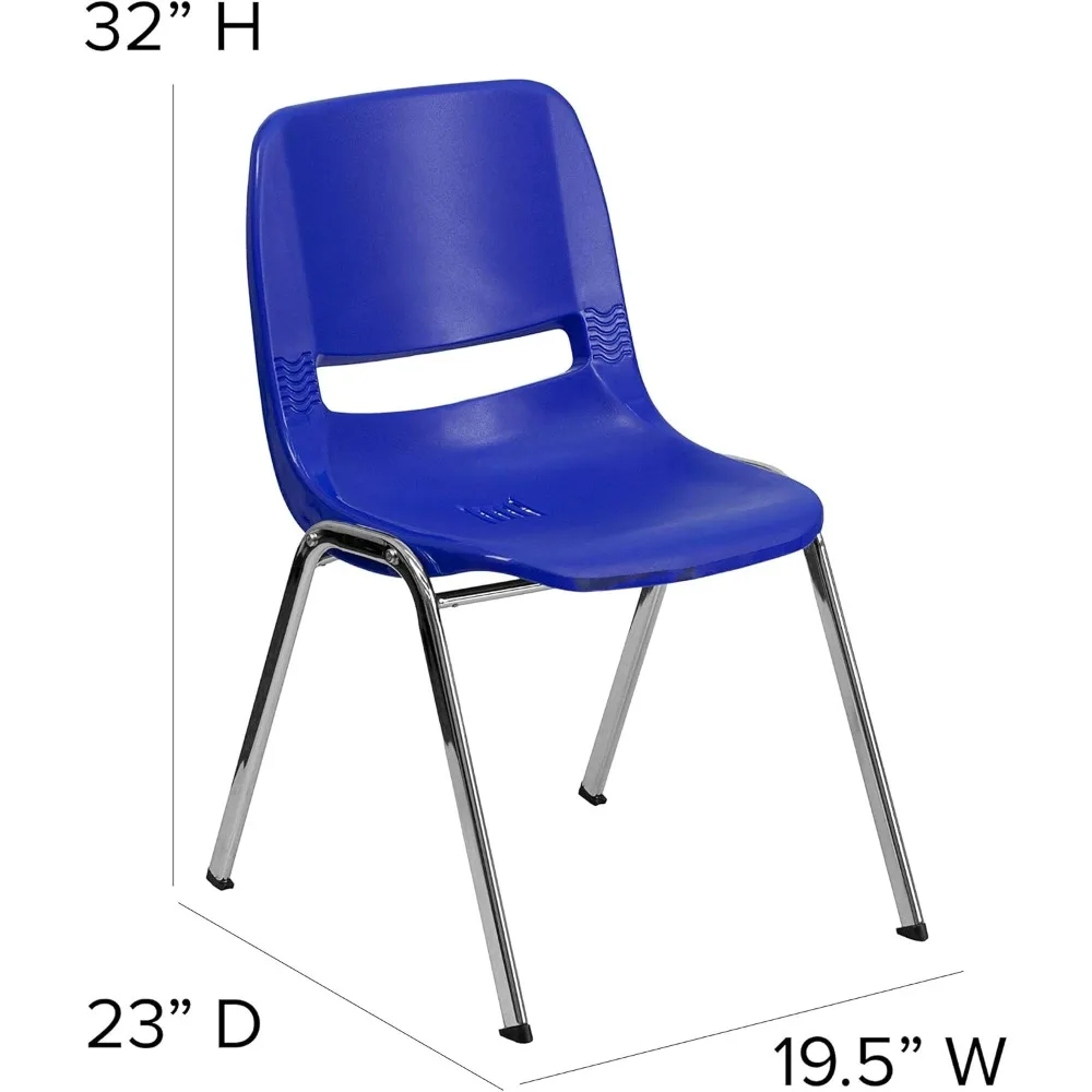 كرسي EMMA + OLIVER باللون الكحلي المريح مع إطار من الكروم ومقعد على ارتفاع 18 بوصة