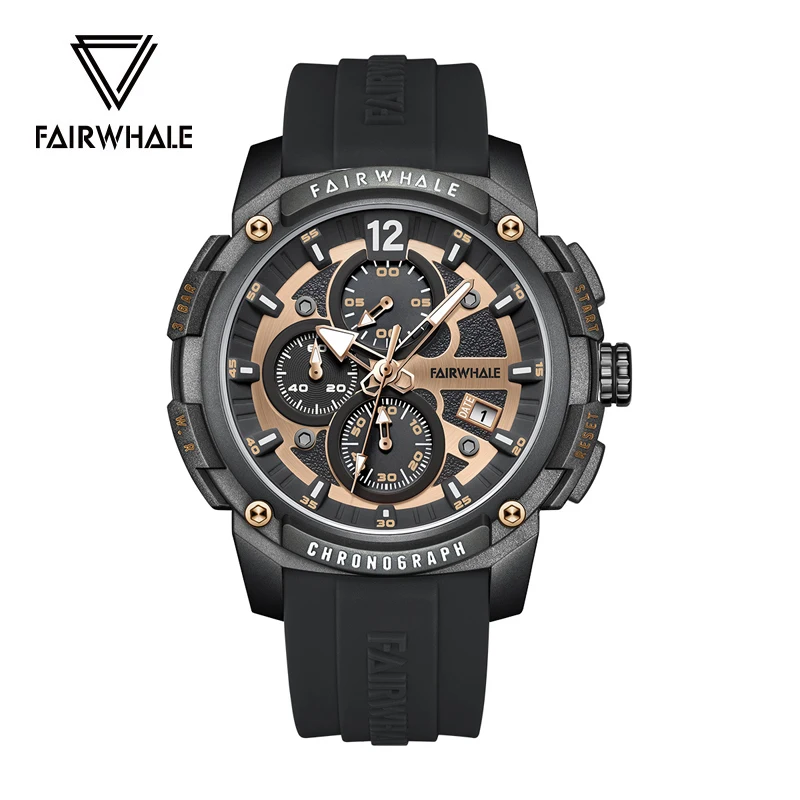 

Mark Fairwhale Sports Watch Calendar Multifunctional Luminous Quartz Watch Silicone Strap Fashion Casual Chronograph Watches Men