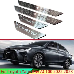 For Toyota Yaris Ativ AC100 2022 2023 Stainless Steel Ouside Door Sill Panel Scuff Plate Kick Step Trim Cover Protector