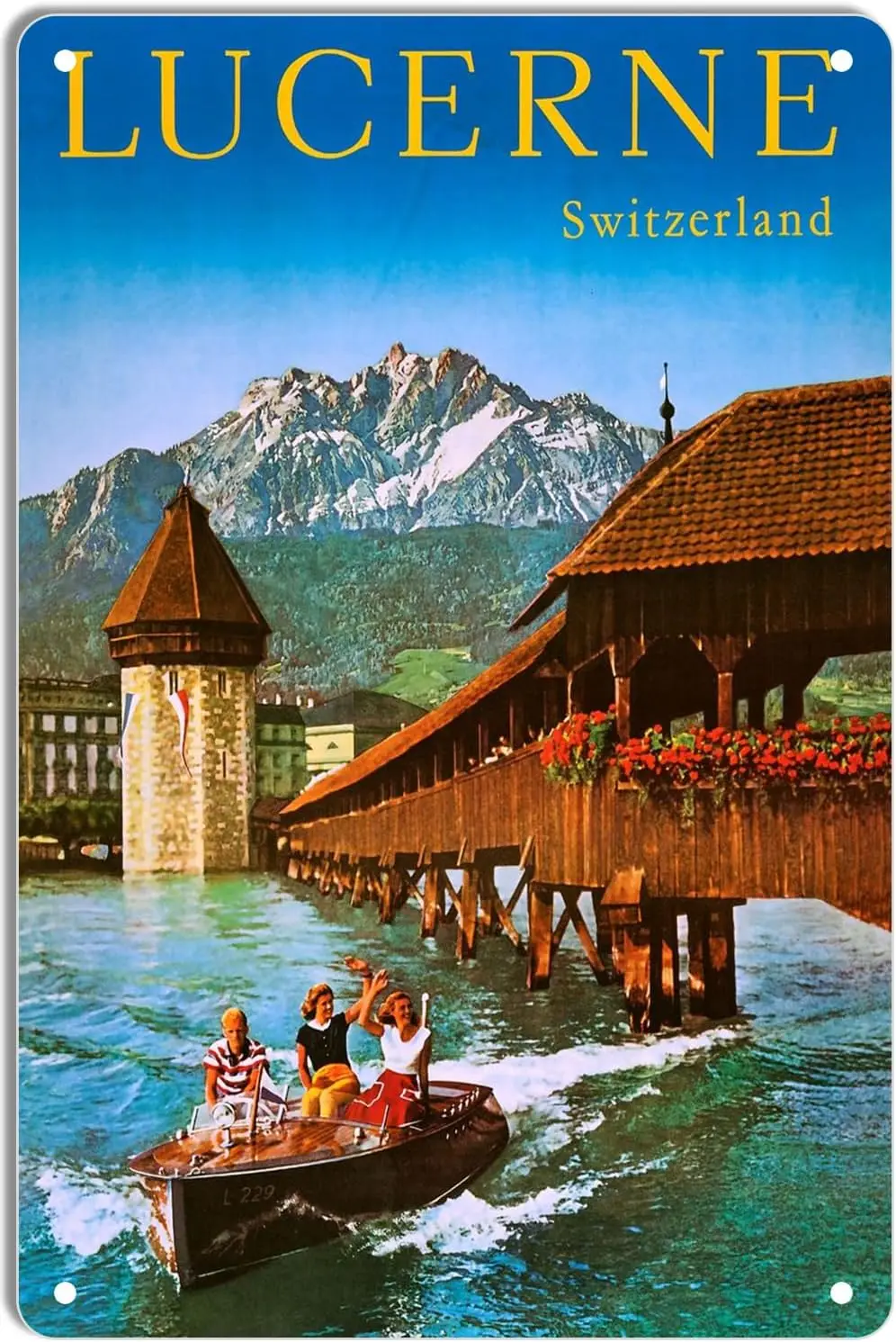 DEMNREG Metal Tin Sign Lucerne Travel Poster Wall Decor Funny for Home Kitchen Bar Pub Man Cafe Room Garage Vintage Retro Plaque