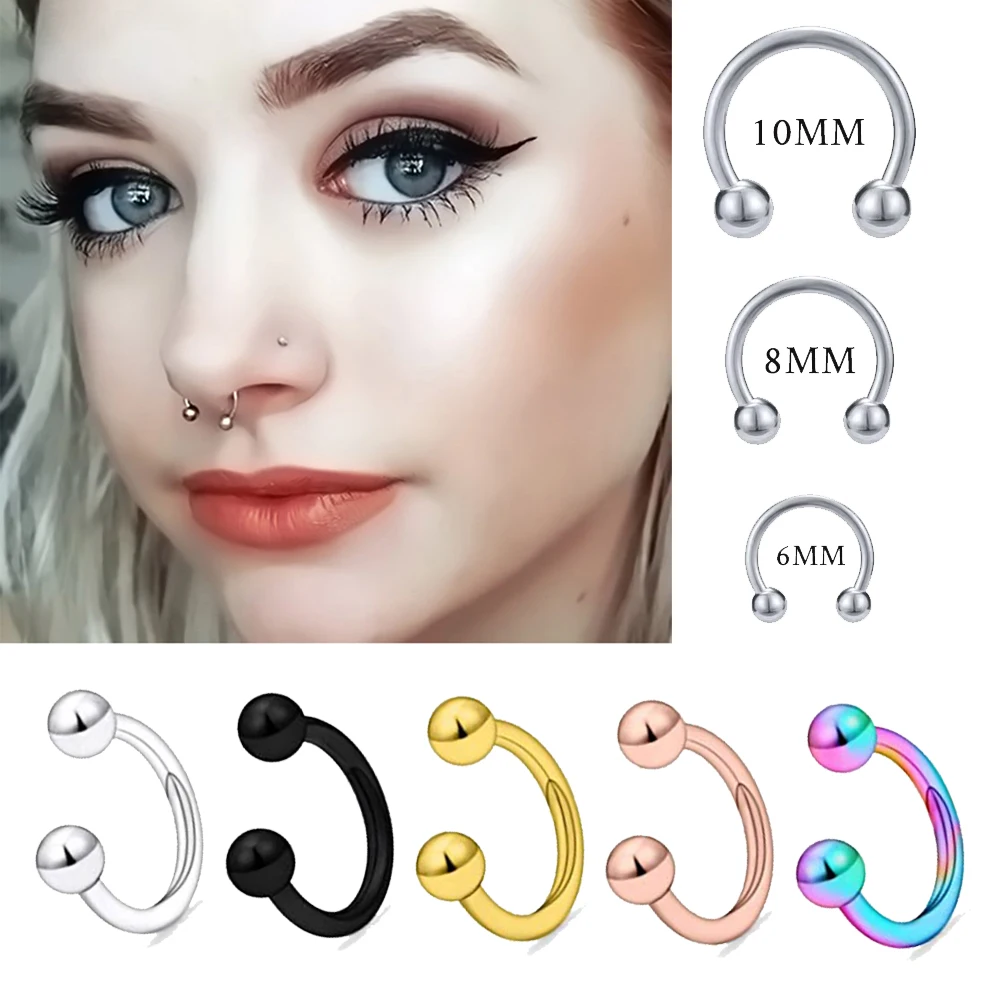 1Pair Steel Circular Barbell Horseshoe 16G 20G Lip Eyebrow Nose Septum Piercings Hoop Ear Cartilage Helix Lobe Earring Piercings