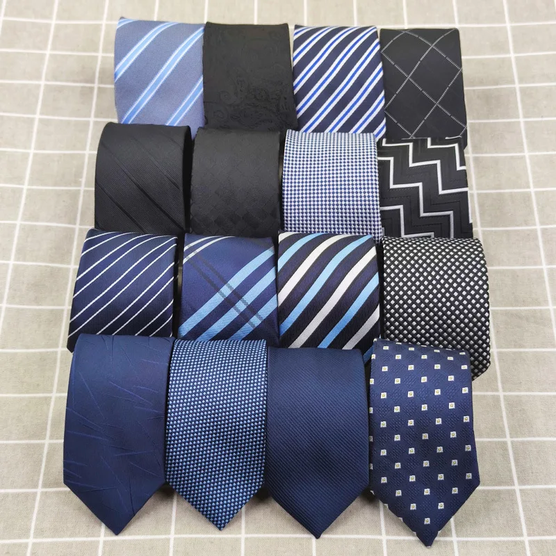 6cm narrow basic striped handcrafted tie for men's hand knotting with shirt, uniform, business and professional formal attire