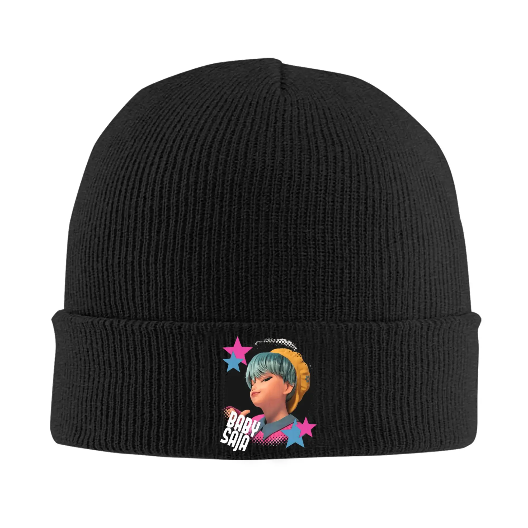 

Female Male Baby Saja Kpop Demon Hunters Beanie Hats Casual Knit Hat Autumn Winter Kpop Caps Pattern Elastic Bonnet Hats