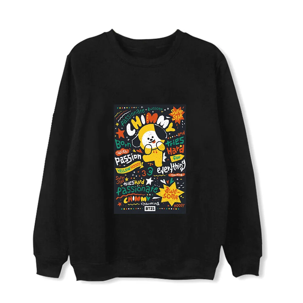 BT21 Anime Kawaii Round Neck Sweatshirt Pullover KOYA CHIMMY COOKY Rj Cartoon Girls Boys Loose Casual Spring Autumn Tops Gifts