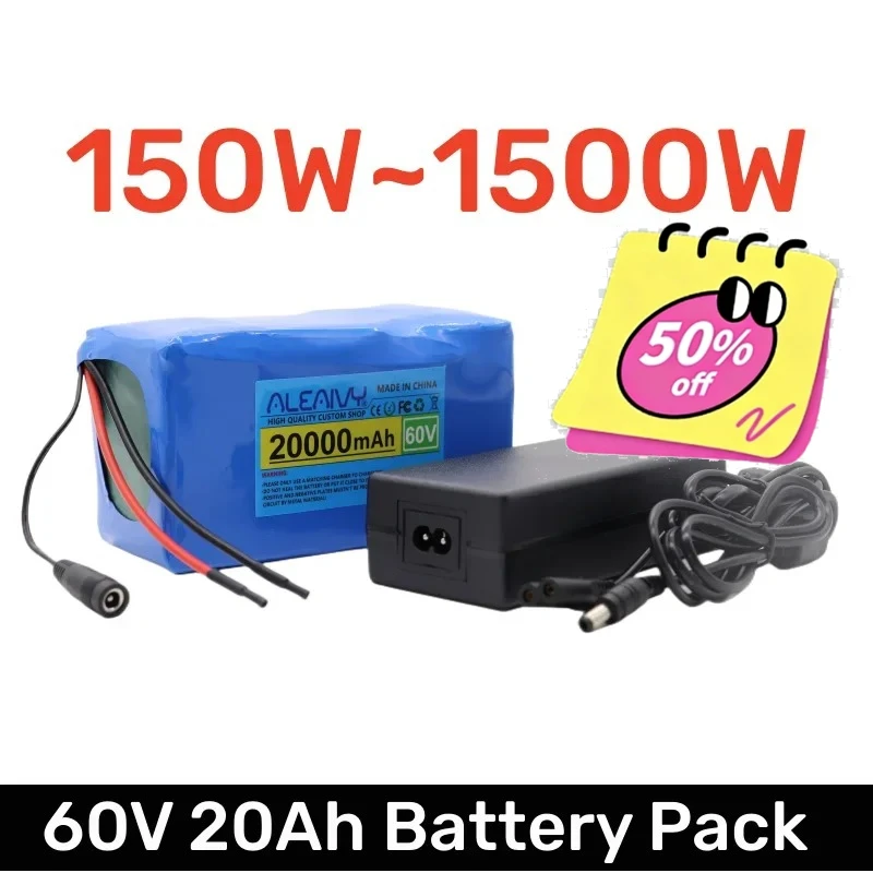 

60V 16S2P 20Ah 18650 Li-ion Battery Pack 67.2V Lithium Ion 20000mAh Ebike Electric Bicycle Scooter with 30A BMS 750W 1000Watt