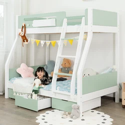 Litera de madera maciza para niños y adultos, cama de arce ajustable en altura, nórdica, Simple, superior e inferior