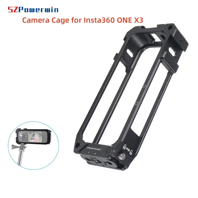 Camera Cage for Insta360 ONE X3 Metal Panoramic Rig Housing Frame Magnetic Cover Foldable Tripod Adapter Cold Shoe Mount