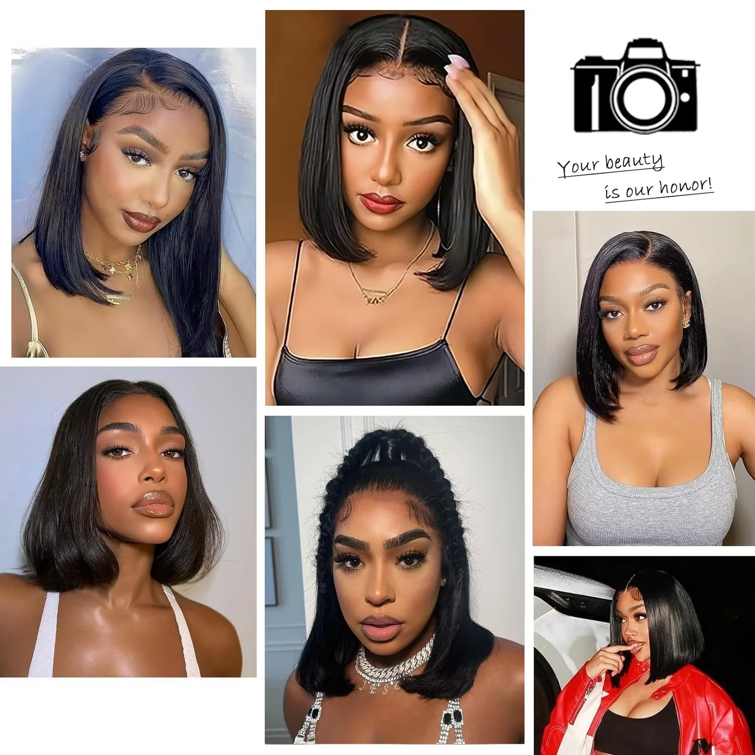 200Density Straight Short Bob 5x5 HD Lace Front Human Hair Wigs 4x4 Lace Closure Wig Brazilian Black Wig For Women Cheap On Sale image 5