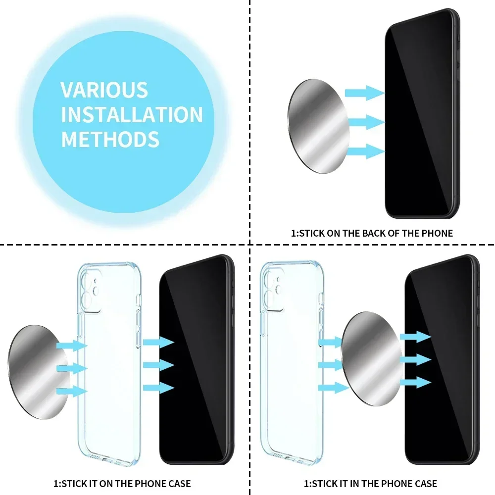 Metal Disk Plate for Magnetic Phone Holder Universal Adhesive Metal Plate Iron Sheet Disk Sticker Car Phone Magnet Stand