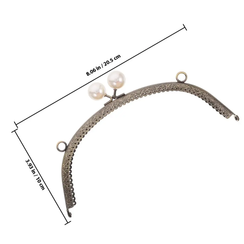 2Pcs Pearl Purse Frame Metal Arched Clasp for Bag Making Ergonomic Curved Purse Clasps Handbag Replacement Hardware DIY Supplies
