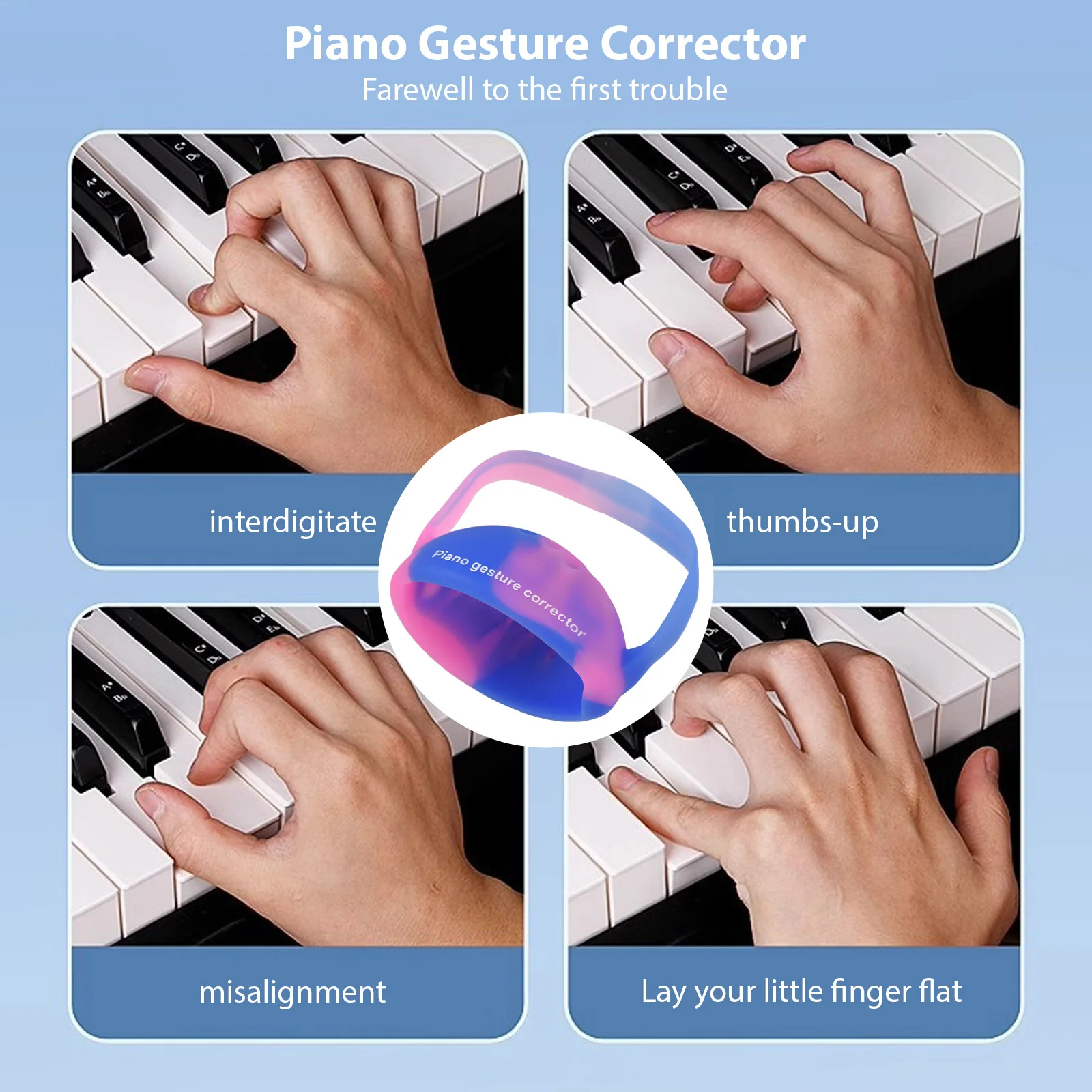 1 Pair Wearable Piano Hand Corrector Finger Trainer Ball Hand Corrector Piano Gesture Corrector Device Contraction Strap