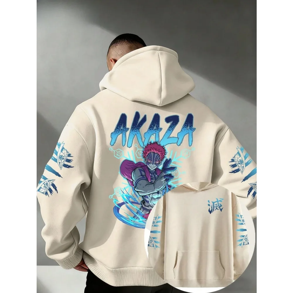 Amerikanischer Street Y2K "Demon Slayer" Themen-Hoodie für Herren, Anime-Design, Geeignet für Männer und Frauen, Lässige Sportbekleidung