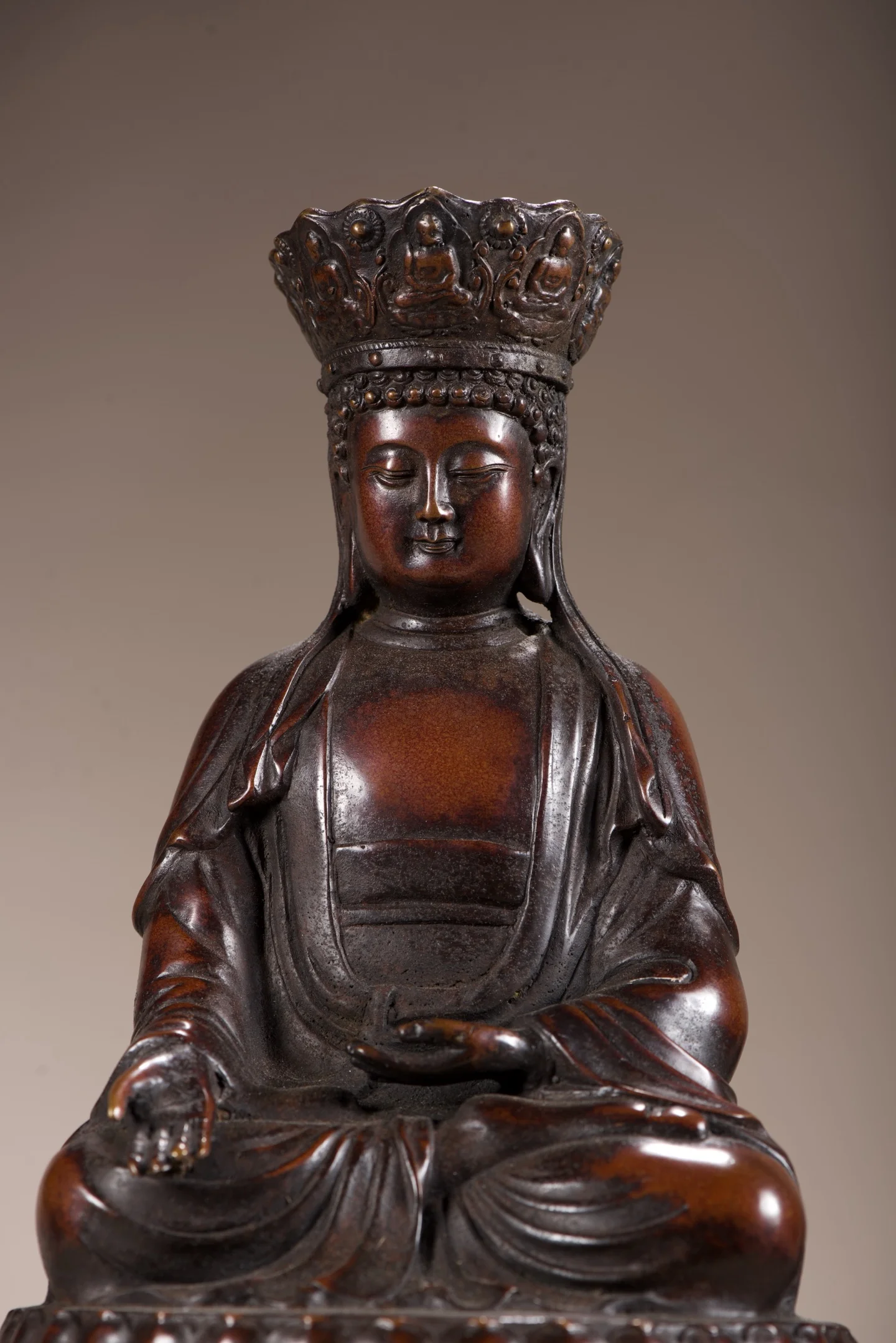 Old Bronze Gilded Cinnabar High relief Ksitigarbha Bodhisattva Sitting Buddha Amitabha Buddha Wenfang screen Town House Exorcism
