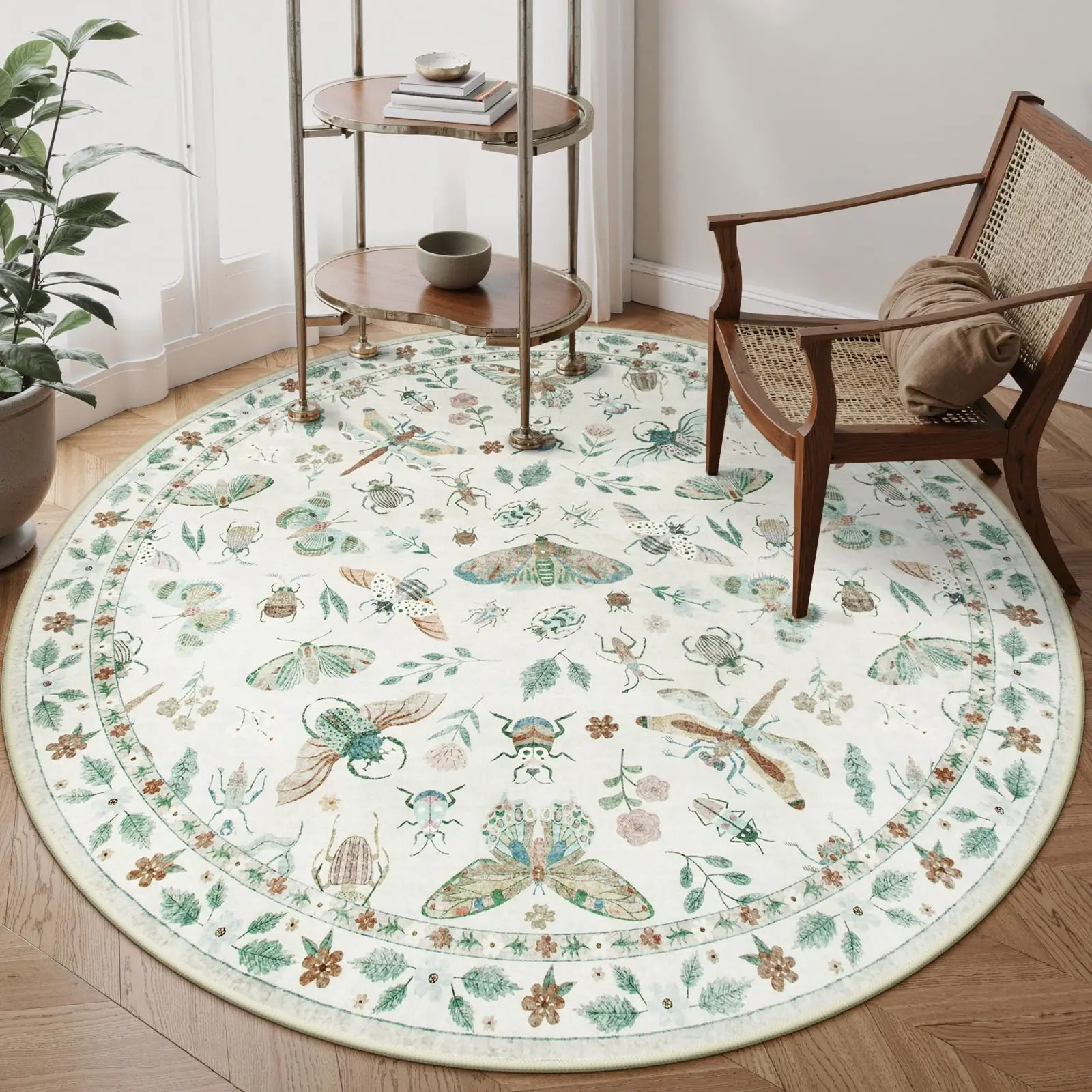 

Washable Round Area Rug Soft Round Rugs Non-Slip Boho Large Circle Carpet for Bedroom Living Room