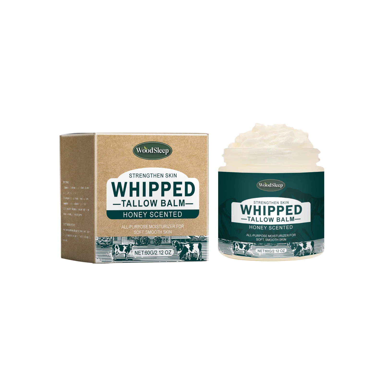 Whipped Beef Tallow Honey Balm Face Body Moisturizer Brighten Firm Soothing Increase Skin Elasticity Grass Finished Face Cream