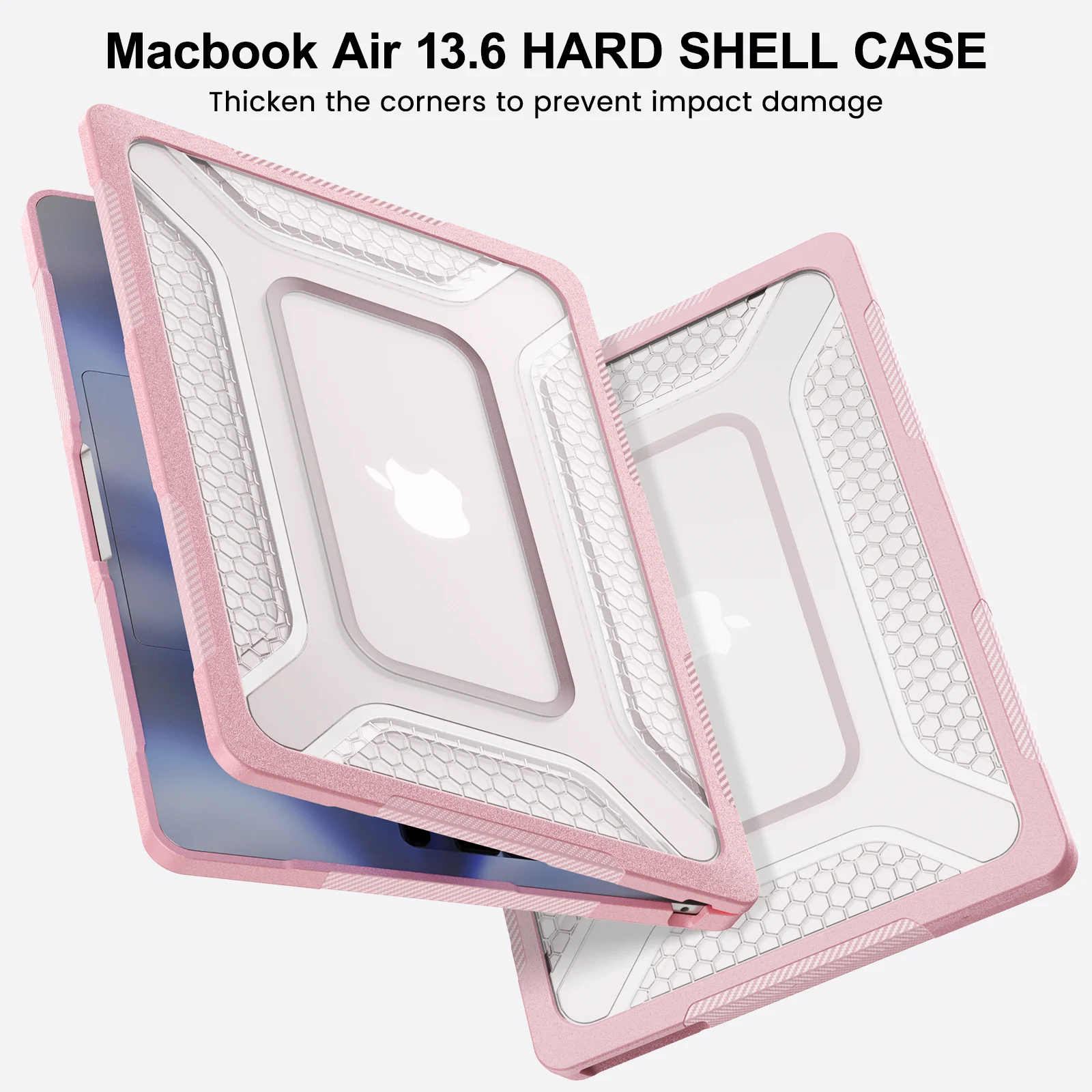 Anti-Slip Clear Laptop Case for Mac Book Air 13.6 2026 2025 2024 2022 M5 A3449 M4 A3240 M3 A3113 M2 A2681 Kickstand Cover Shell