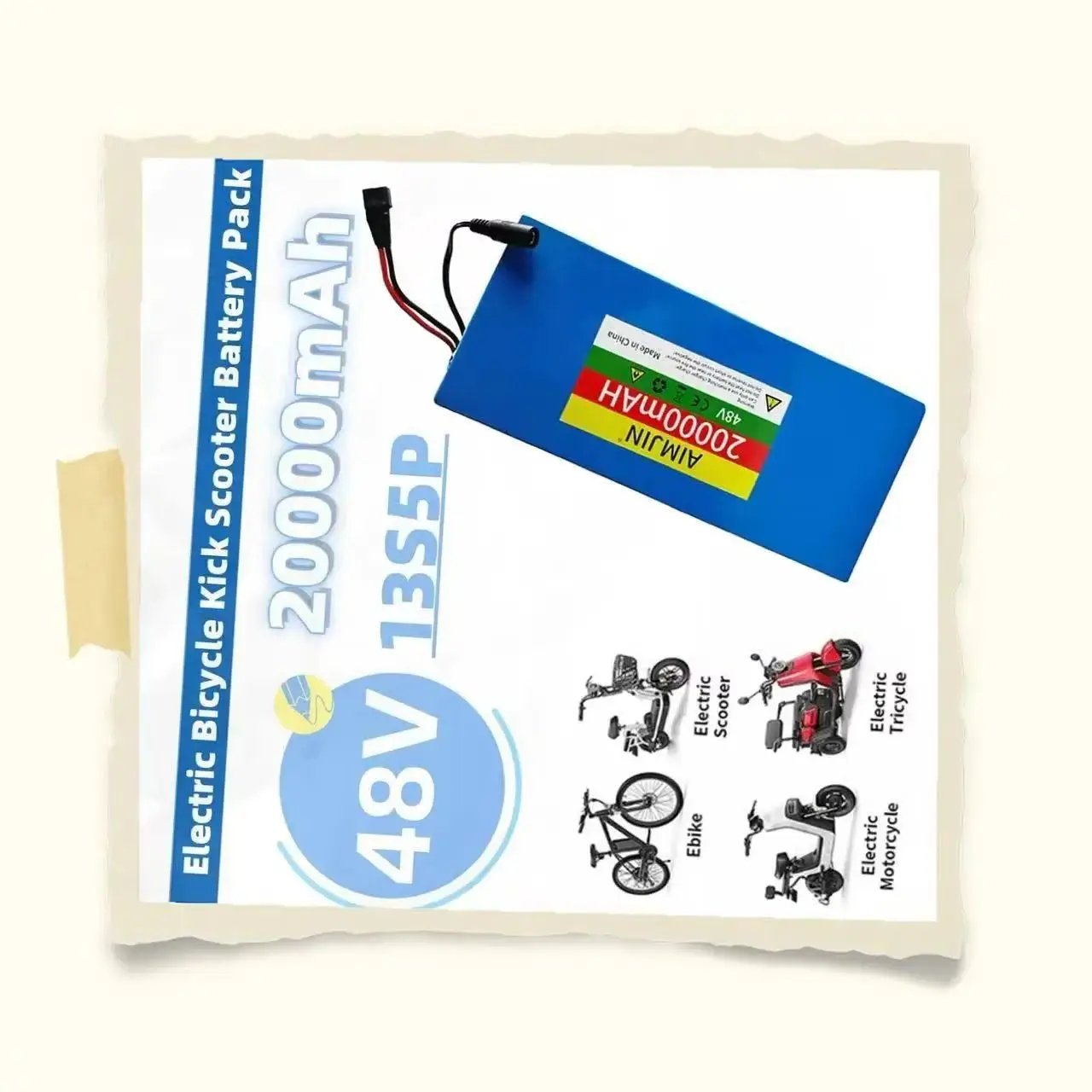 

13S5P 48V 20Ah 18650 Lithium Battery 1000W Battery Pack +54.6V 2A Charger
