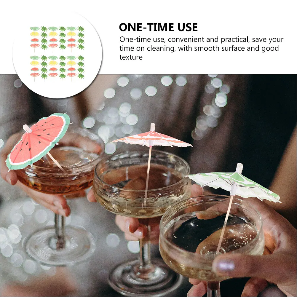 

100pcs Fruit Sticks Cake Decorating Cocktail Picks Drink Umbrellas Tiny Sticks Smooth Surface Good Texture One Time Use