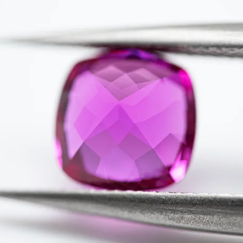 

Lab Grown Sapphire Hot Pink Color VVS1 Square Cushion Shape Gemstone Charms Beads for Jewelry Making Selectable AGL Certificate