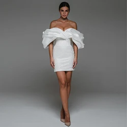 Short Wedding Dress for Bride White Off the Shoulder Mini  Gown Women 2023 Sheath/Column Backless Glitter Bridal Dresses