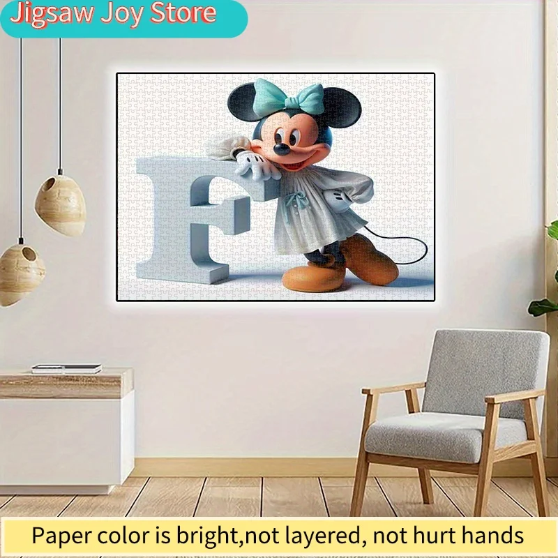 Disney  Paper Puzzle, DIY Puzzle, Minnie Cartoon Character, Letter F Shape, Adult Puzzle, Paper Puzzle, Suitable for Home Leis