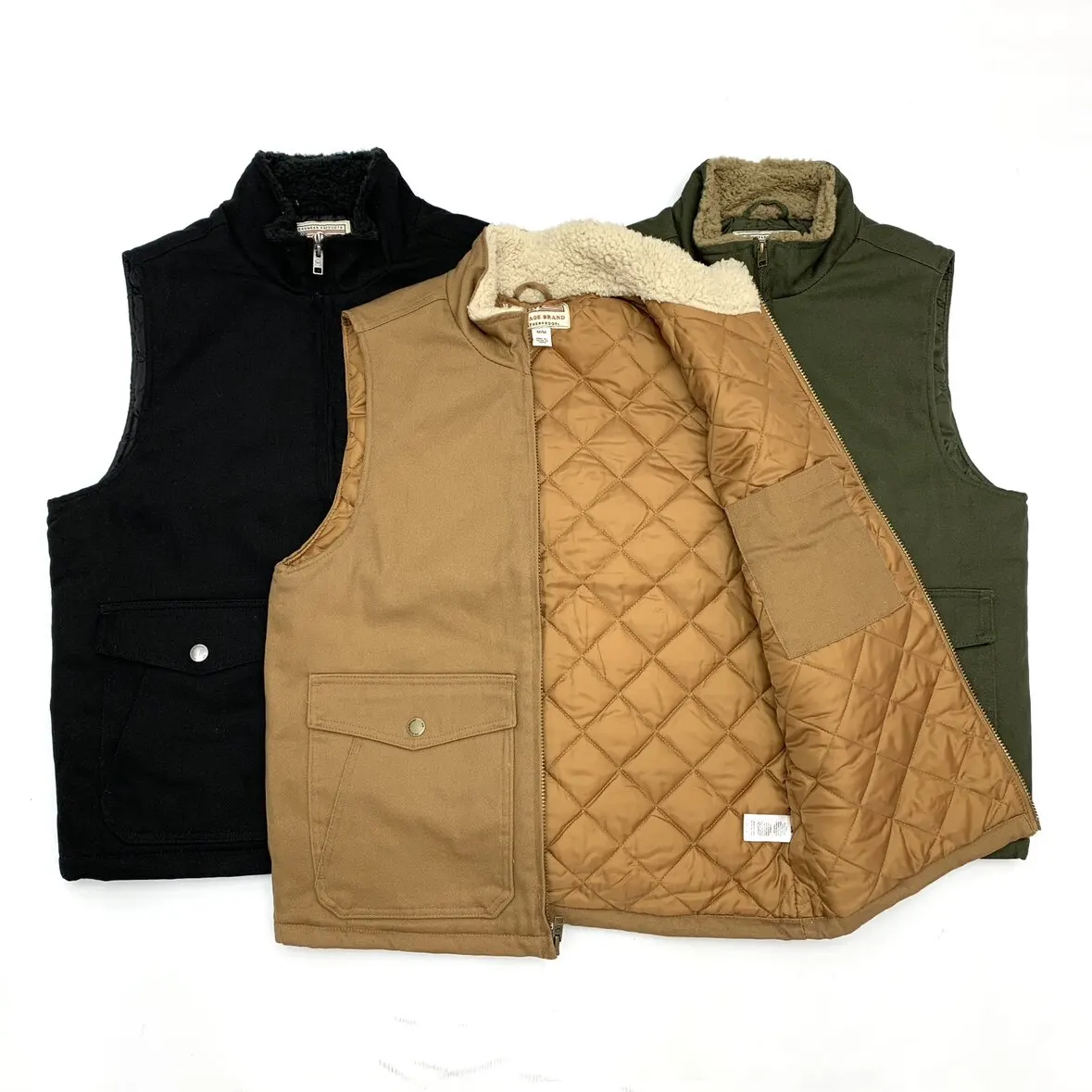 Oversized Unisex Fur-Collar 100% Cotton Quilted Vest Japanese Vintage Casual Warm Padded Gilet Loose Fit for Men & Women
