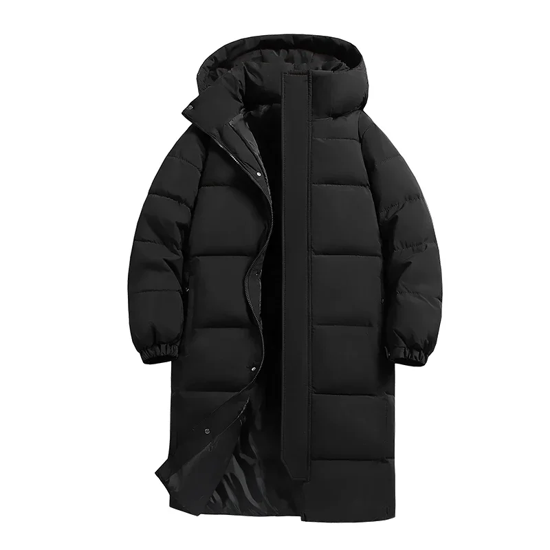 

Men's padded Clothing Autumn Winter New Solid Color Thickened Warm Outdoor Skiing Hooded Coat Men's Mid-length Down Jacket