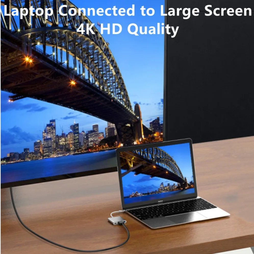 3 in 1 USB C zu HDMI-kompatibel/USB/PD Lade Konverter Typ C Adapter Hub für Samsung Huawei Xiaomi Laptop Macbook Adapter