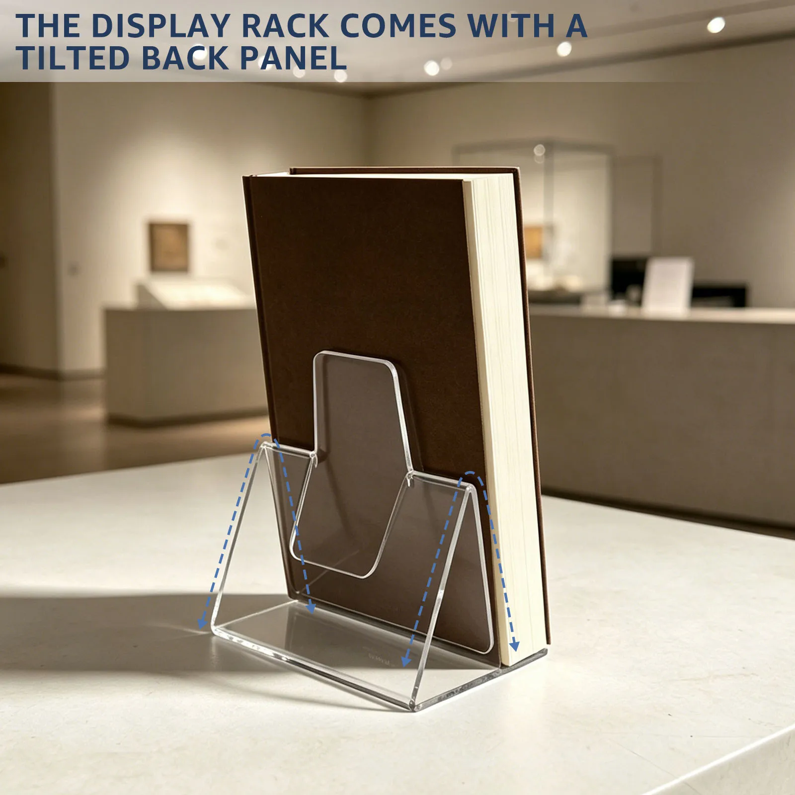 Clear Acrylic Book Display Stand Universal Countertop Brochure Holder with Anti Slip Feet Ergonomic Slant Design Flyer Organizer