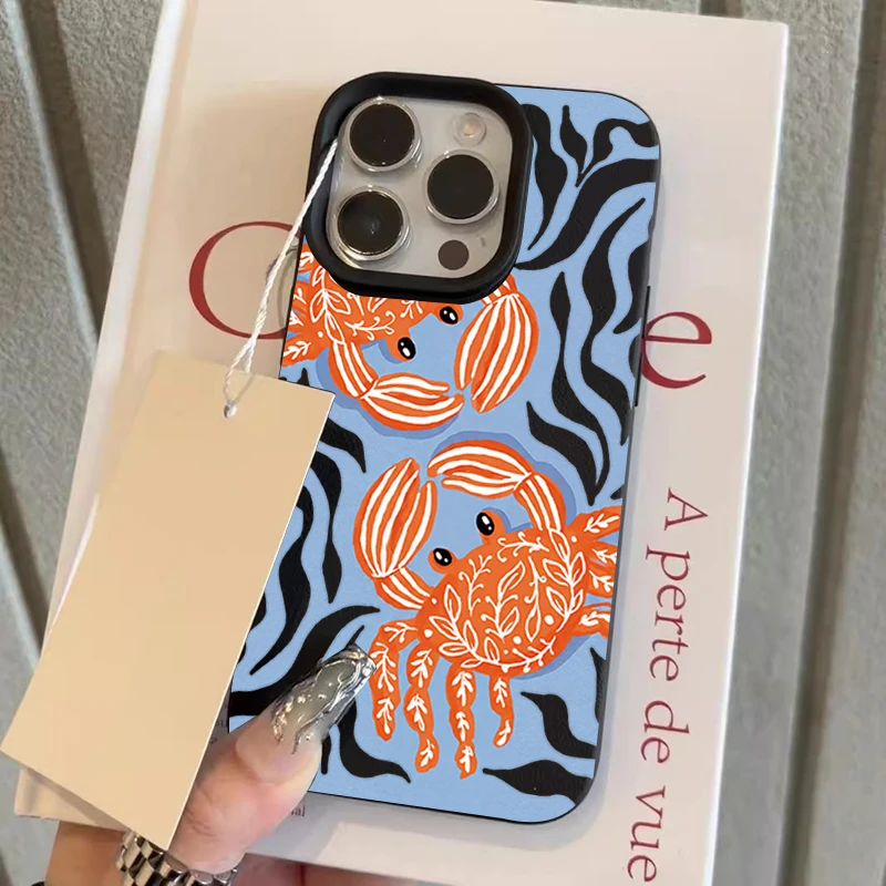 Nueva Funda para Teléfono con Diseño de Cangrejo para iPhone 17 16 15 14 13 12 11 Pro Max, Parachoques de TPU Suave, Antiarañazos y Antigolpes, Regalo Genial para Amantes de los Animales