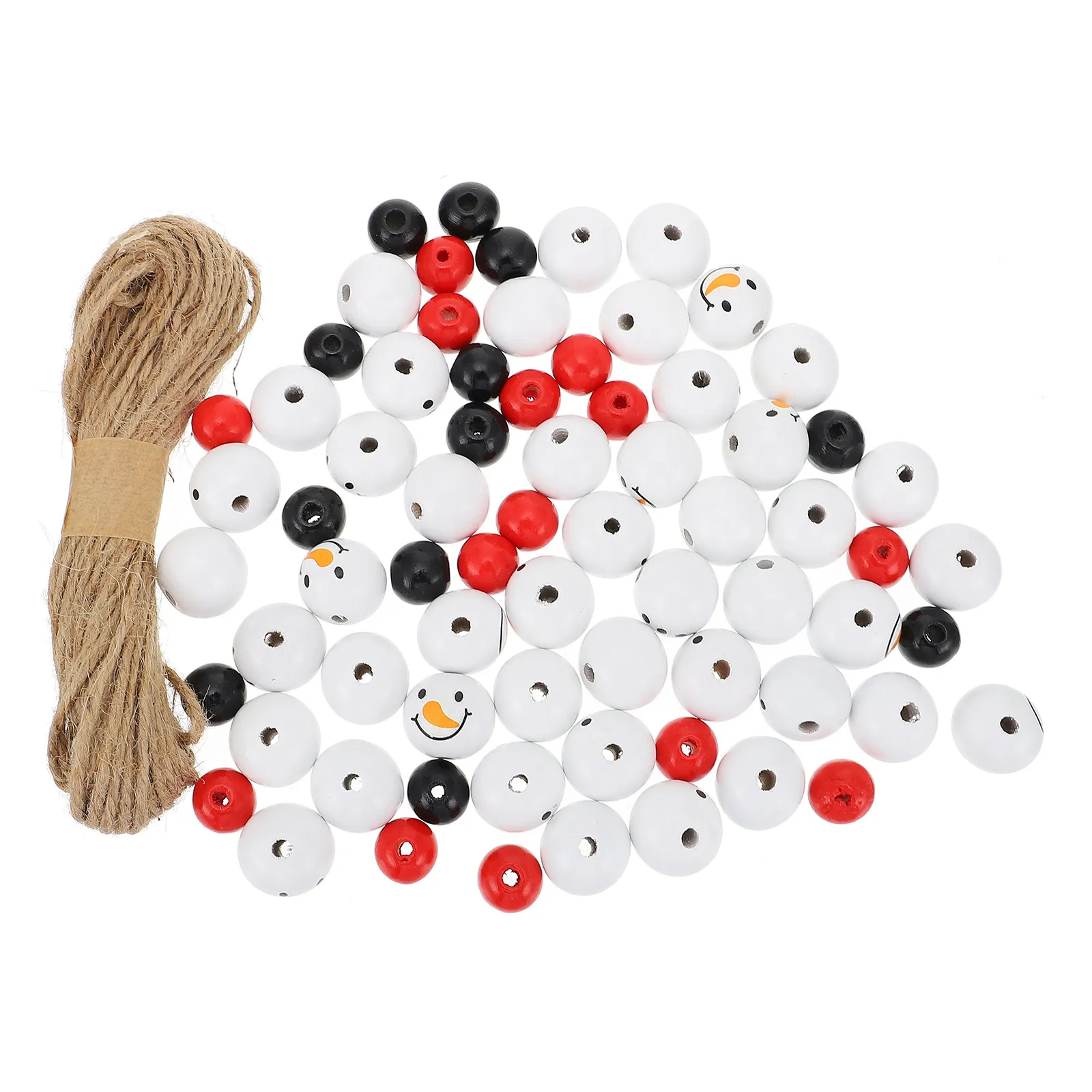 

200Pcs Snowman Wood Beads Xmas Wooden Beads DIY Craft Accessories for Christmas Decoration Handmade Jewelry Pendant Garland