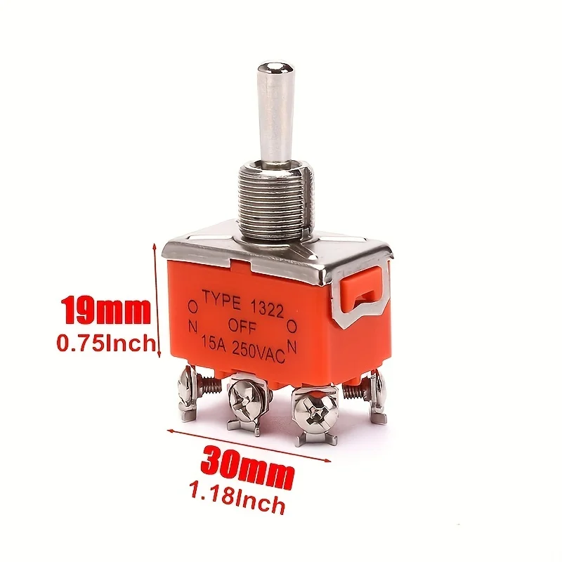 3pcs 230V KN3C E-TEN 1322 Toggle Switch 6 Pin Head 3 Grade Switch Double Pole Double Throw Toggle Switch