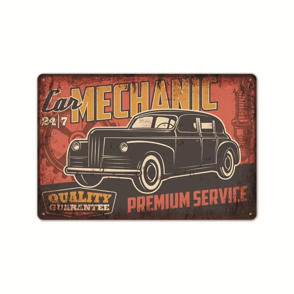 Plaque décorative vintage en métal, 18 panneaux, style rétro, amusant, voiture classique, moto, garage, papa, caferacer